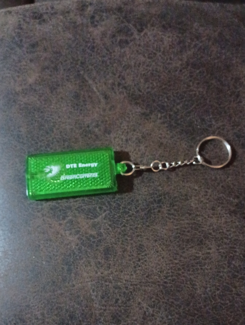 4/$30 Green Rectangular LED Keychain - 'DTE Energy' Branding